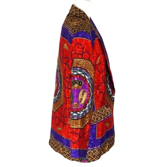 Vintage Silky Jaquard Baroque Blazer Jacket by Tres Chic Elegance with Ropes Cro - Picture 5 of 10